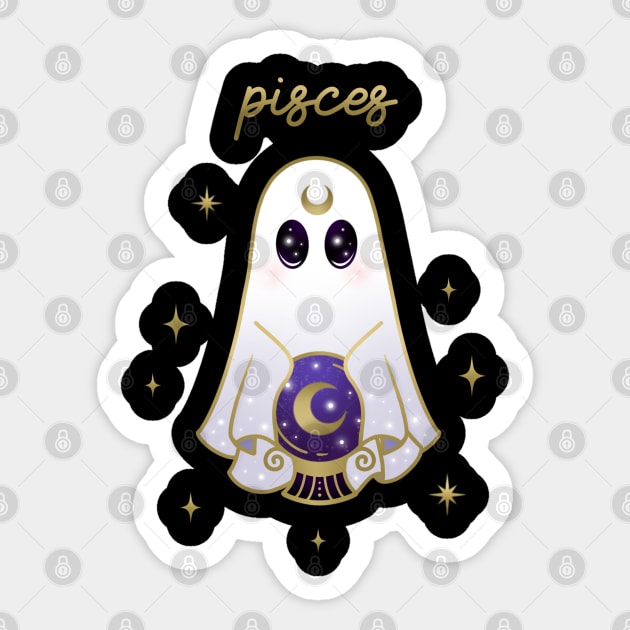 Pisces Crystal Ball Ghost Sticker by moonstruck crystals